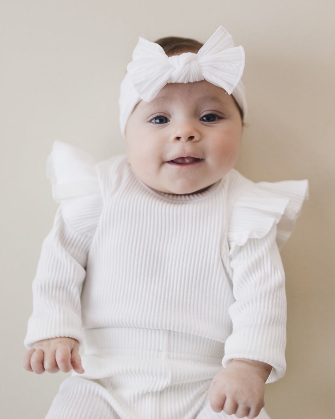 Flutter Sleeve Baby Bodysuit | White - Mack & Harvie