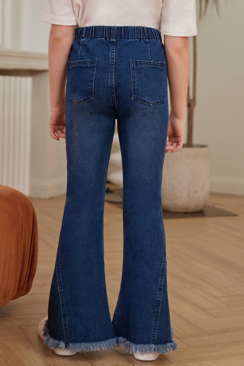 Girls Distressed Frayed Trim Flare Jeans - Mack & Harvie