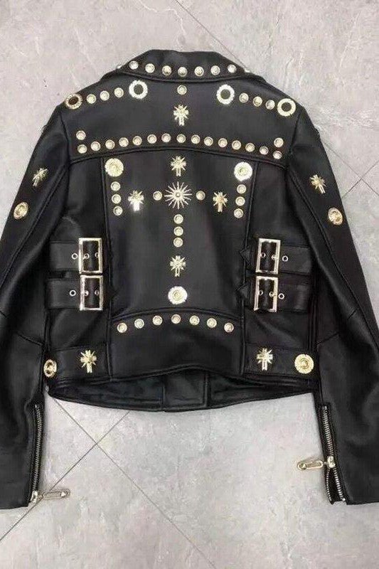 Glam Rock Leather Moto Jacket - Mack & Harvie