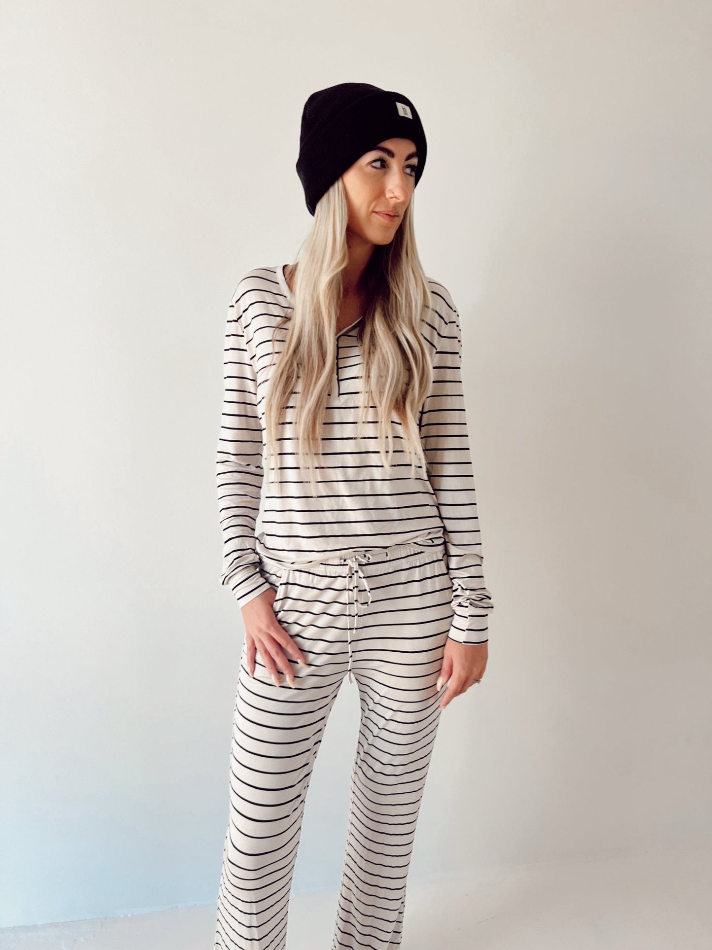 Grey & Black Stripe | Bamboo Women’s Pajamas - Mack & Harvie