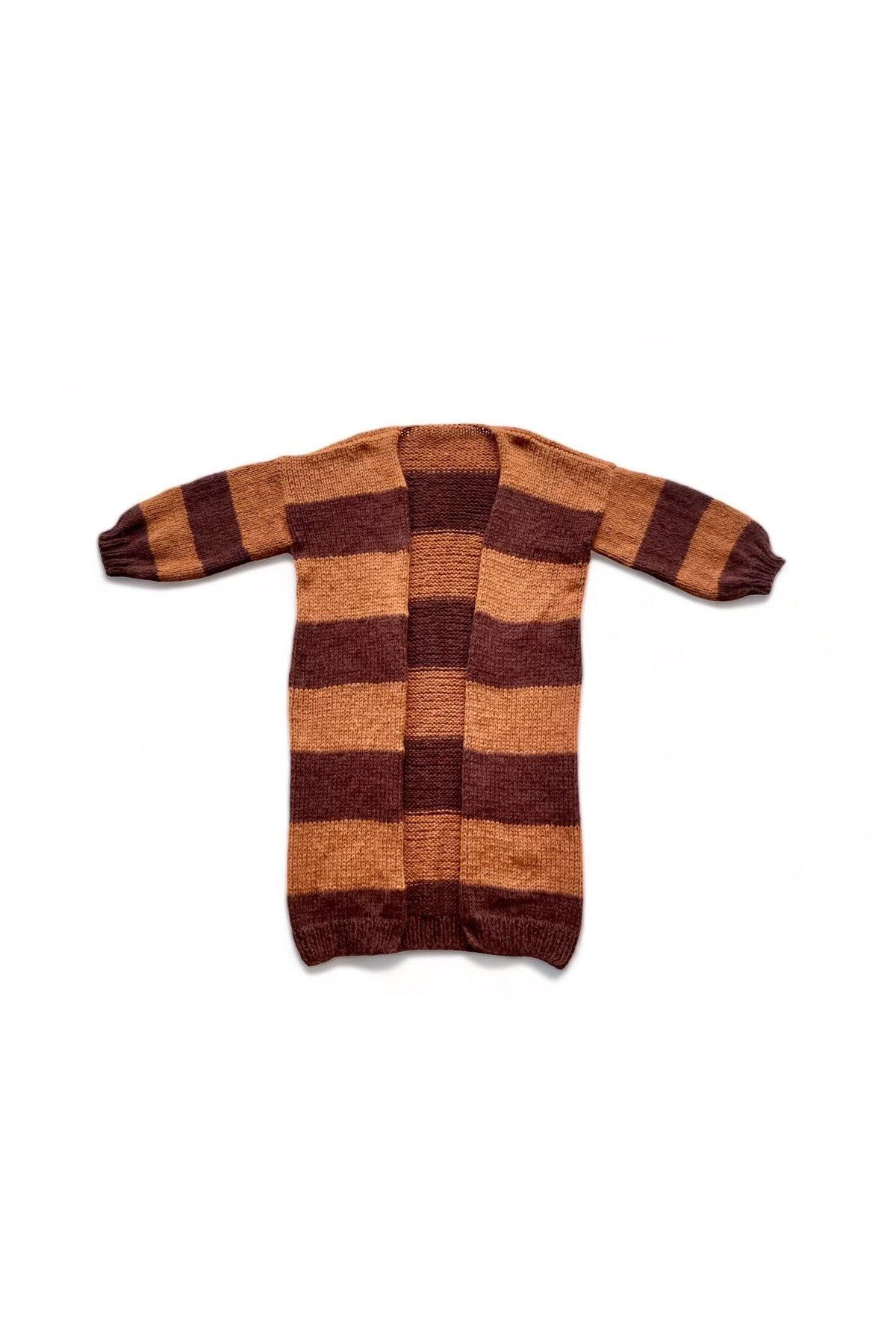 Hand Knitted Brown Striped Cardigan - Mack & Harvie