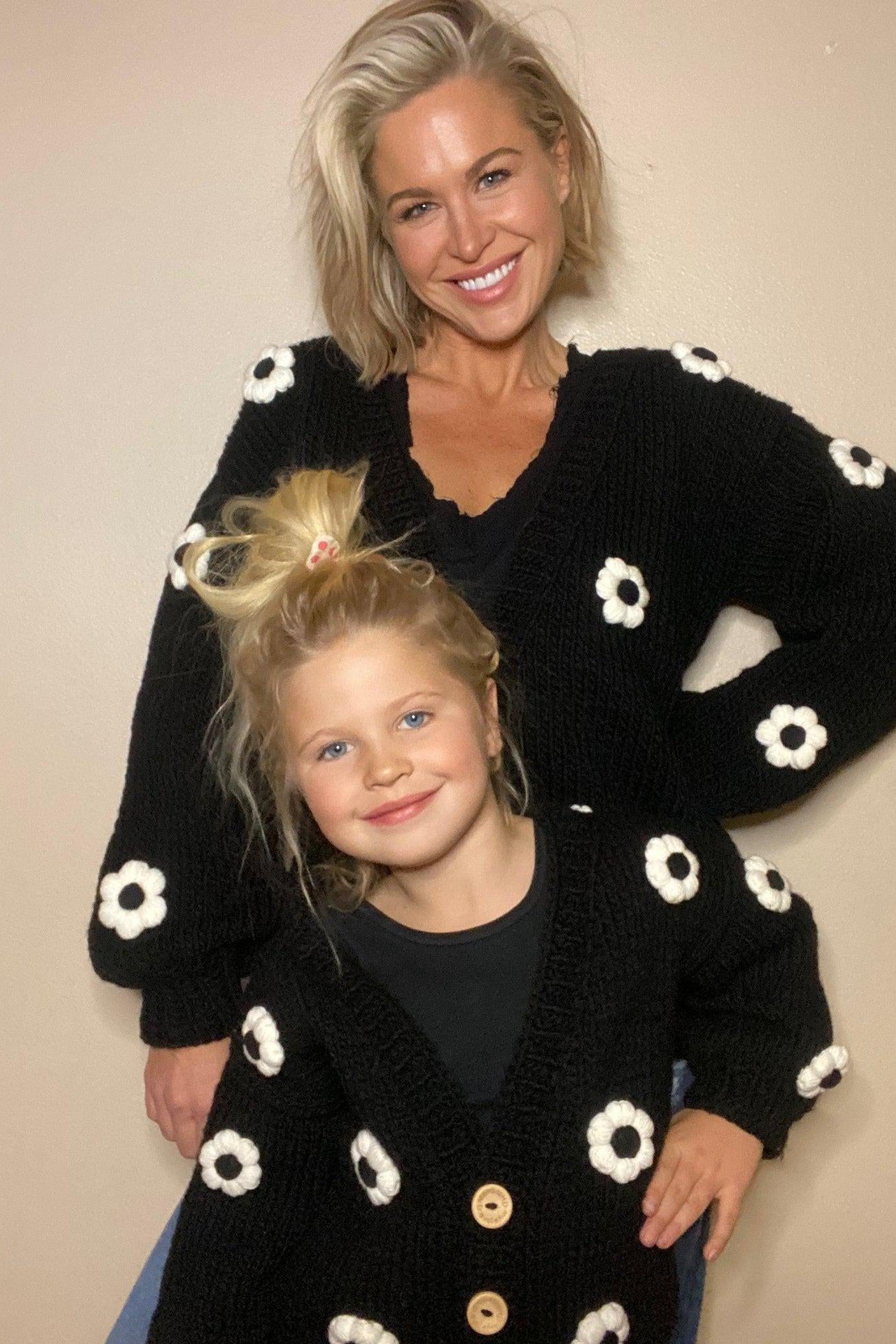Handknit B/W Flower Mommy & Me Sweater - Mack & Harvie