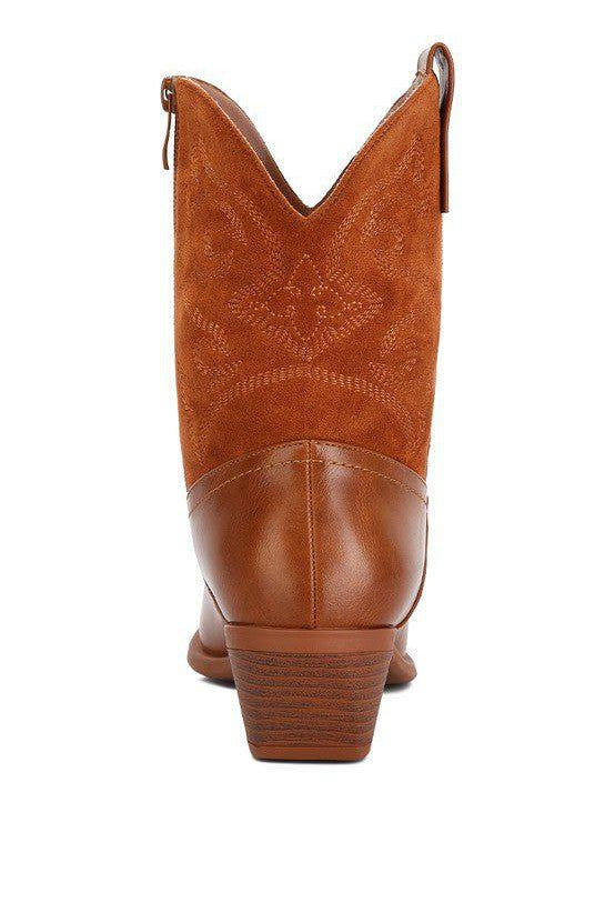 Hasting Patchwork Detail Low Heel Cowboy Boots - Mack & Harvie