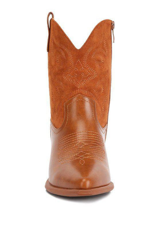 Hasting Patchwork Detail Low Heel Cowboy Boots - Mack & Harvie