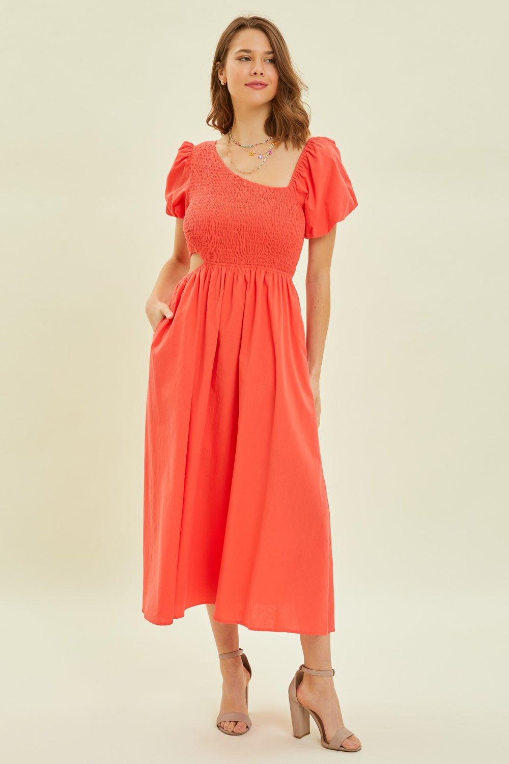 HEYSON Smocked Cutout Midi Dress - Mack & Harvie