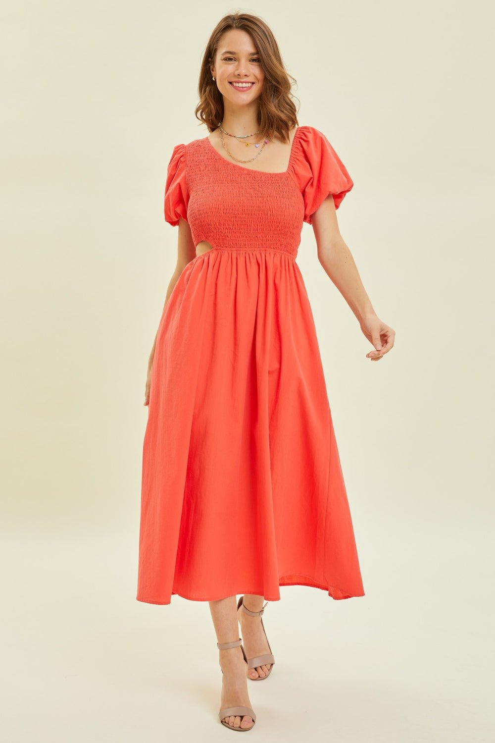 HEYSON Smocked Cutout Midi Dress - Mack & Harvie