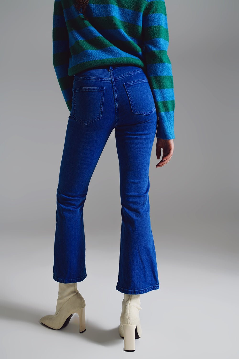 High Waist Flair Jeans in Blue - Mack & Harvie