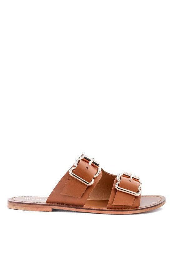 KELLY FLAT SANDAL WITH BUCKLE STRAPS - Mack & Harvie