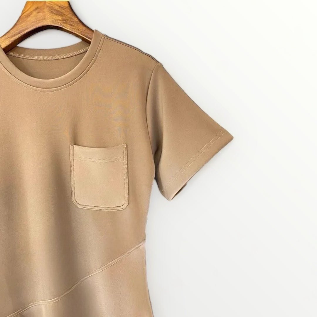 Khaki Scuba Pocket Tee Dress - Mack & Harvie