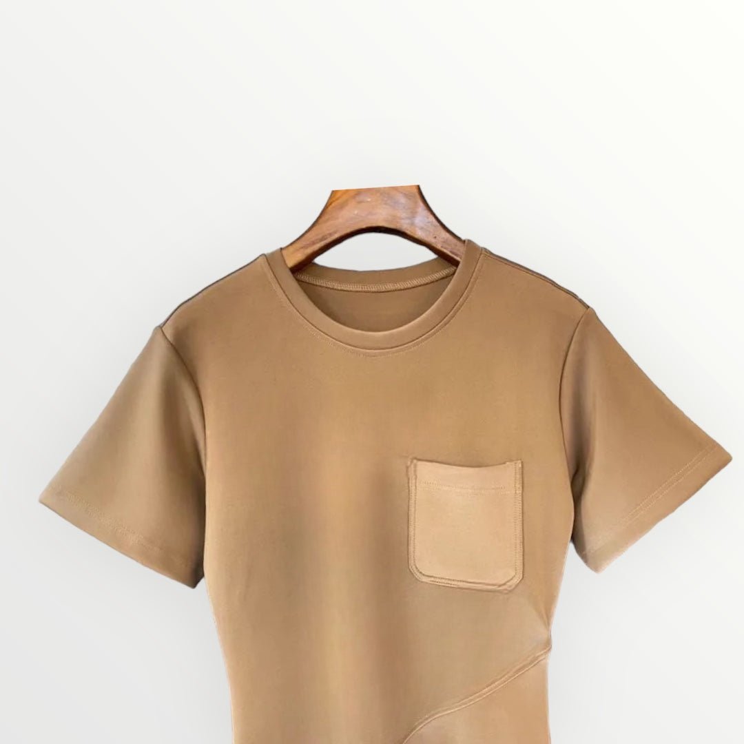 Khaki Scuba Pocket Tee Dress - Mack & Harvie