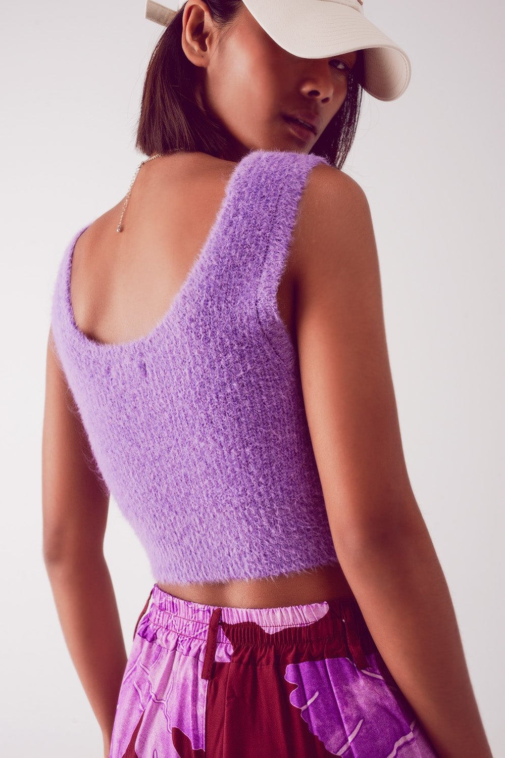 Knitted Crop Top in Purple - Mack & Harvie