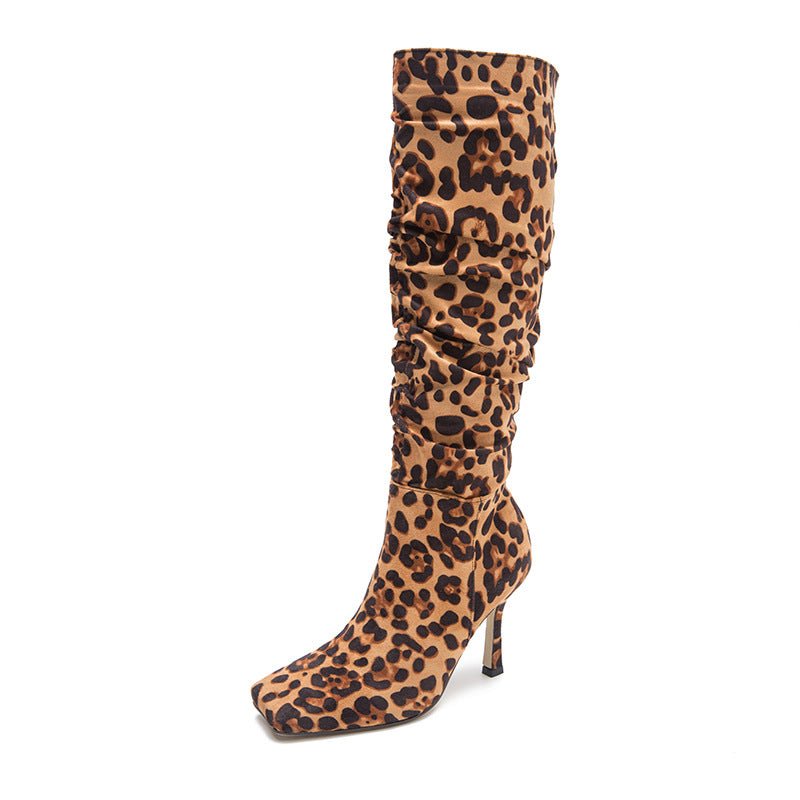 Leopard Print High-Heeled Boots - Mack & Harvie