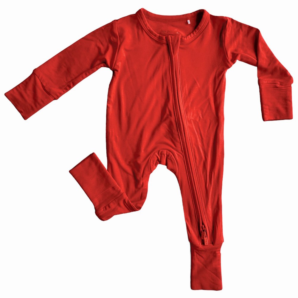 Lincoln Solid Red Bamboo Convertible Footie - Mack & Harvie