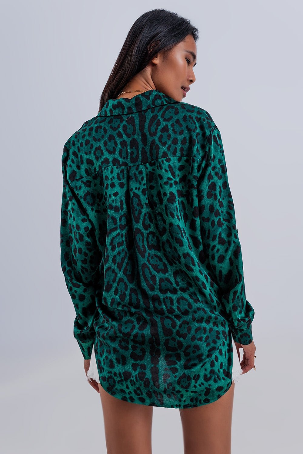 Long Sleeve Soft Shirt in Green Animal Print - Mack & Harvie
