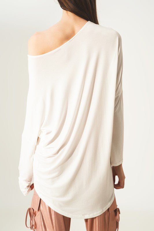 Long sleeve top in modal cream color - Mack & Harvie