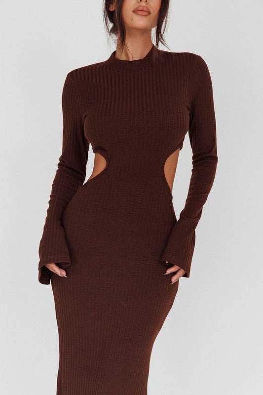 Long Sleeves with flared Cuffs Knit Maxi Dress - Mack & Harvie