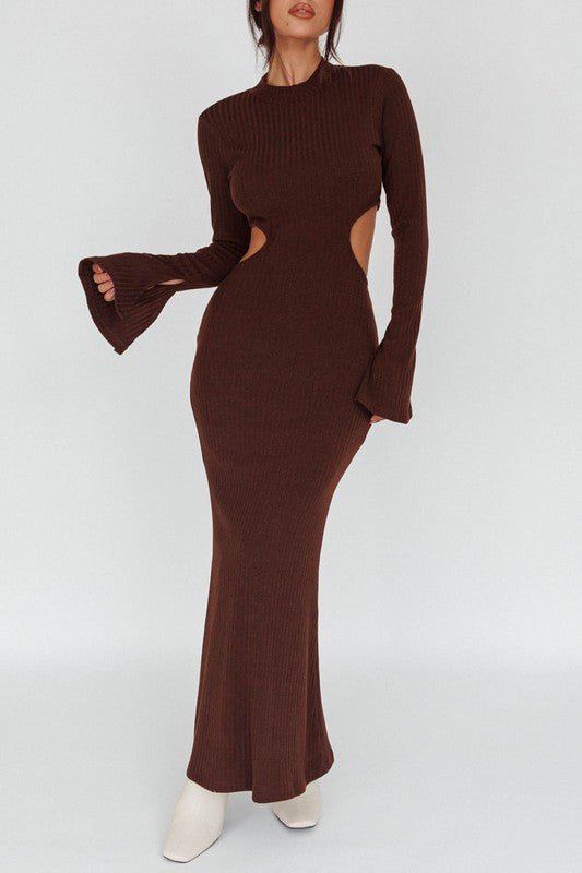 Long Sleeves with flared Cuffs Knit Maxi Dress - Mack & Harvie