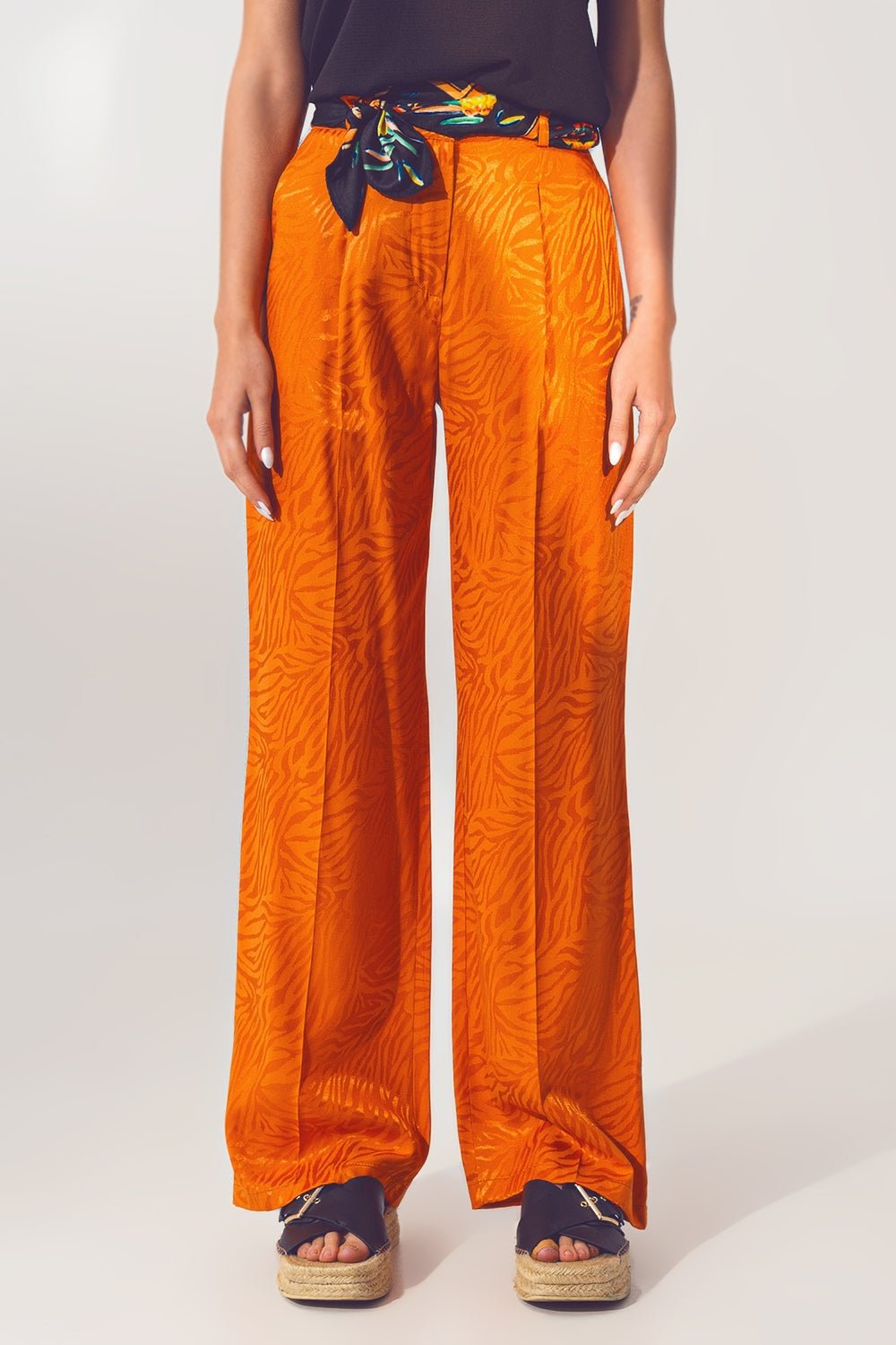 Loose Fit Zebra Print Pants in Orange - Mack & Harvie
