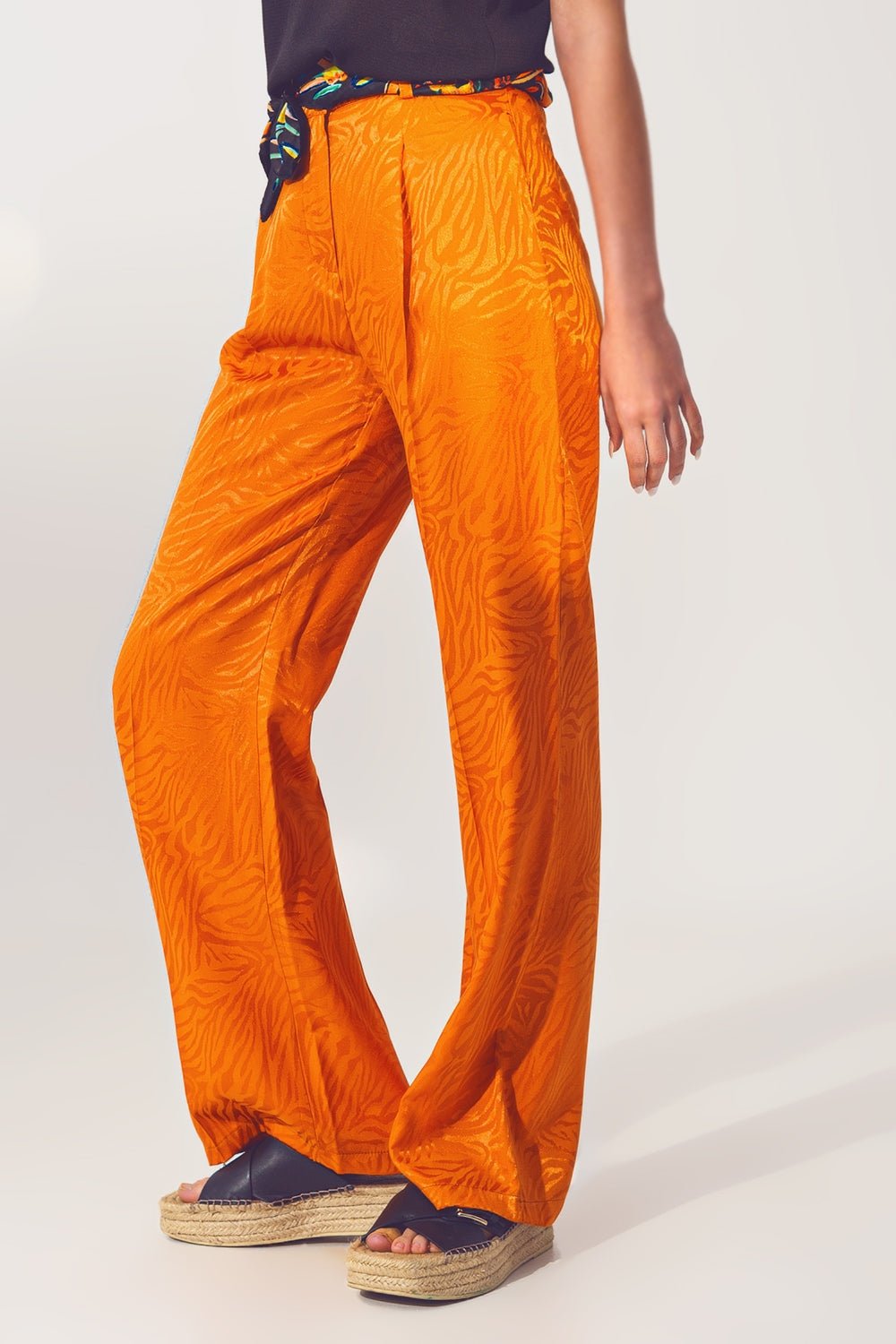 Loose Fit Zebra Print Pants in Orange - Mack & Harvie