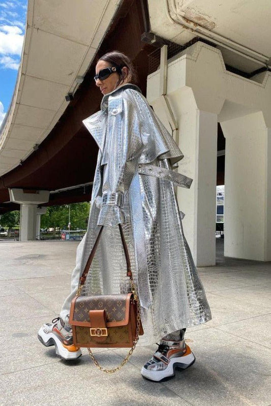 Metallic Snakeskin Trench Coat - Mack & Harvie