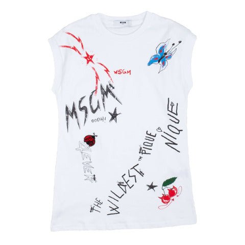 MSGM - White Graffiti Dress - Mack & Harvie