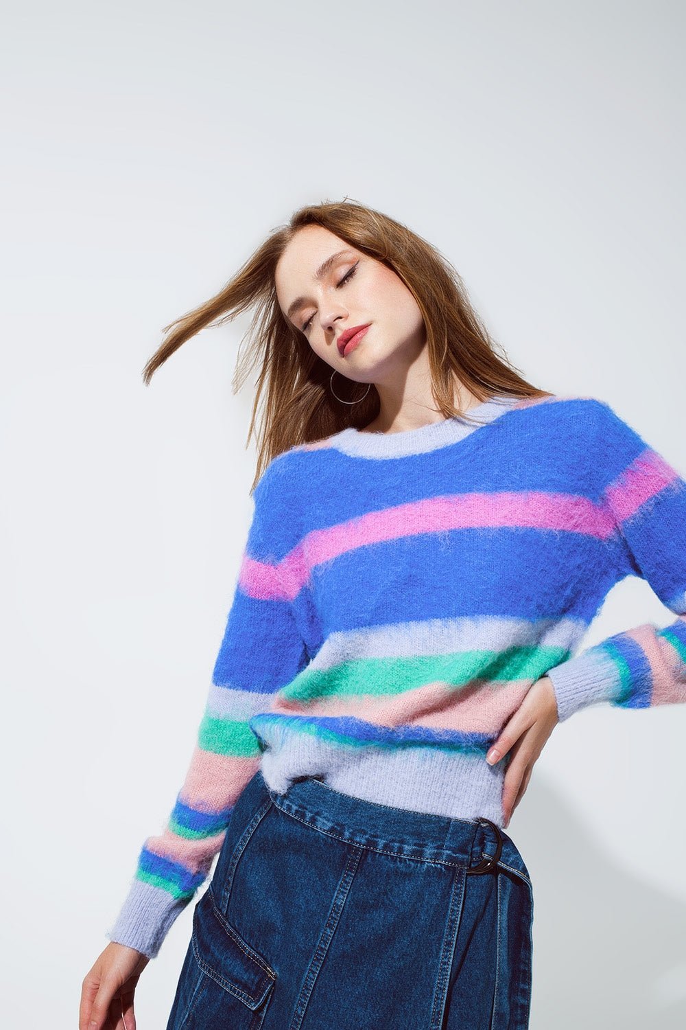 Multi Colored Sweater With Stripes Pink and Blue - Mack & Harvie