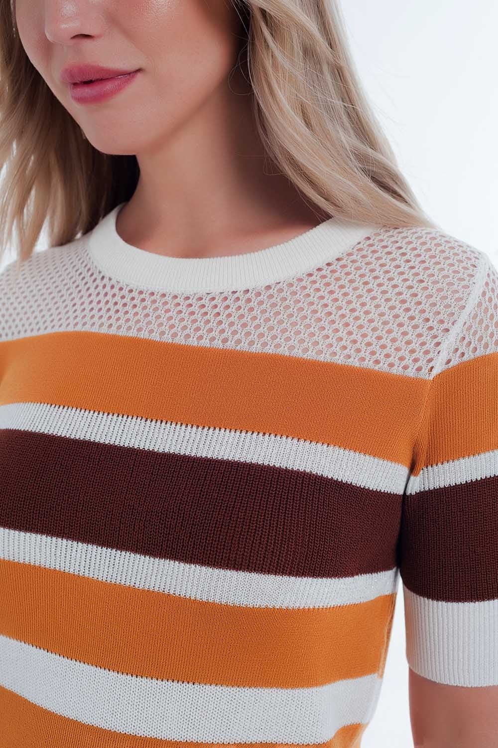 Mustard Striped Open Knit Sweater - Mack & Harvie