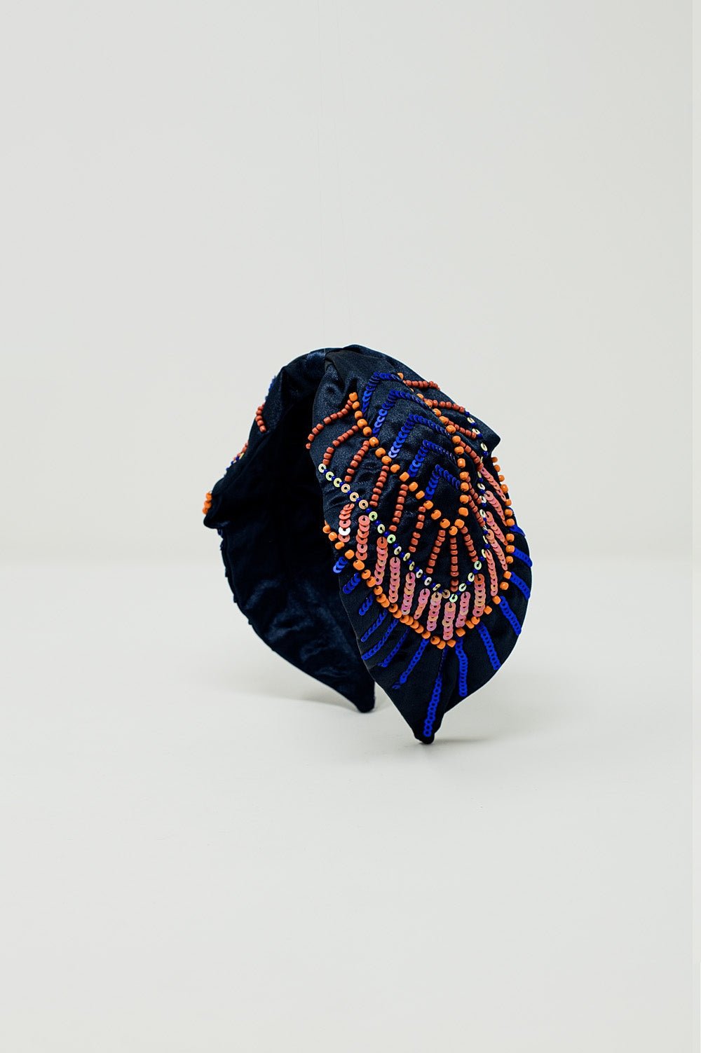 Navy Blue Headband With Sequin and Rhinestone Embellishments - Mack & Harvie