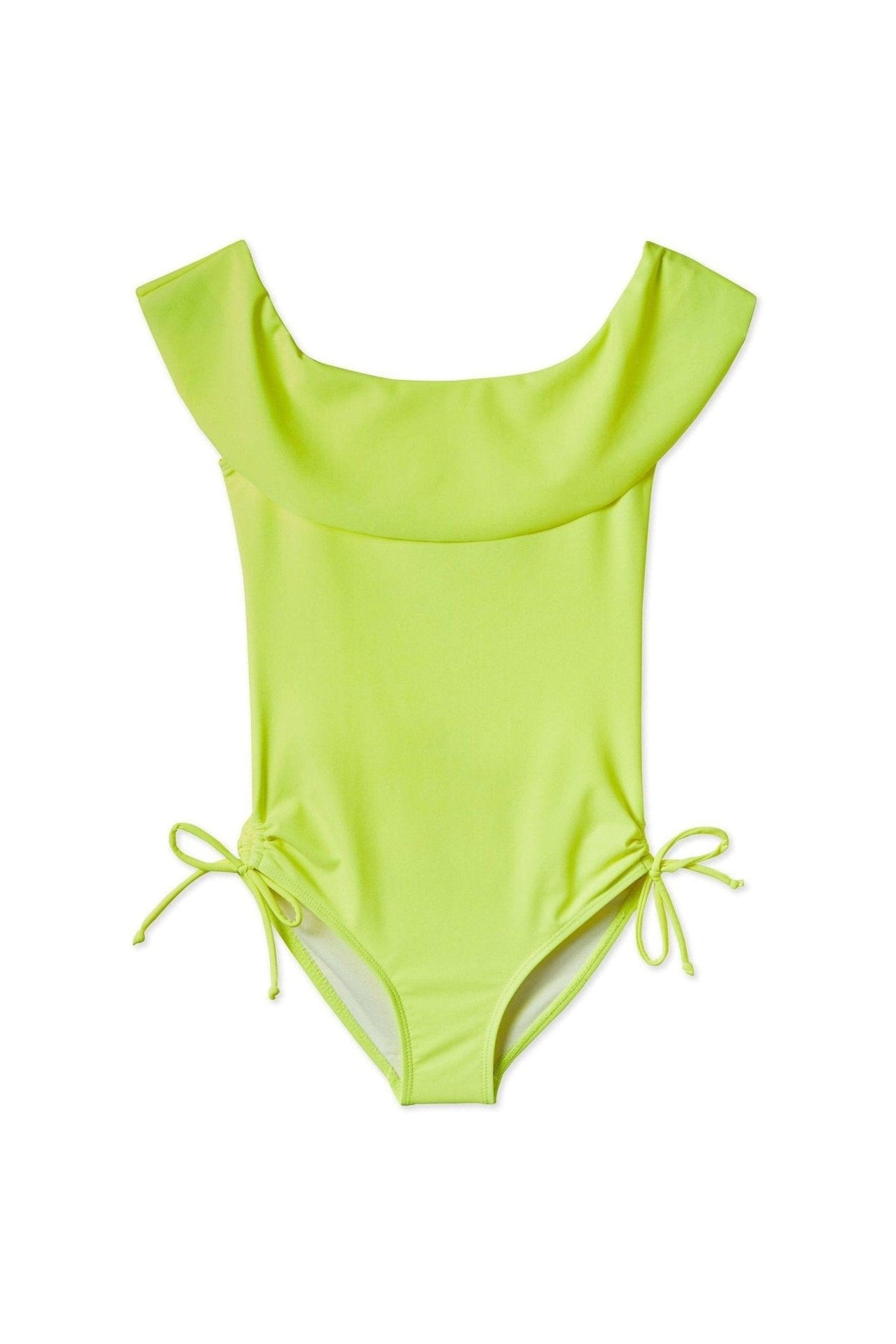 Neon Yellow Draped Swimsuit - Mack & Harvie
