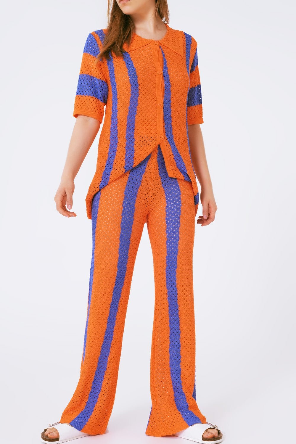 Orange Striped Crochet Pants - Mack & Harvie