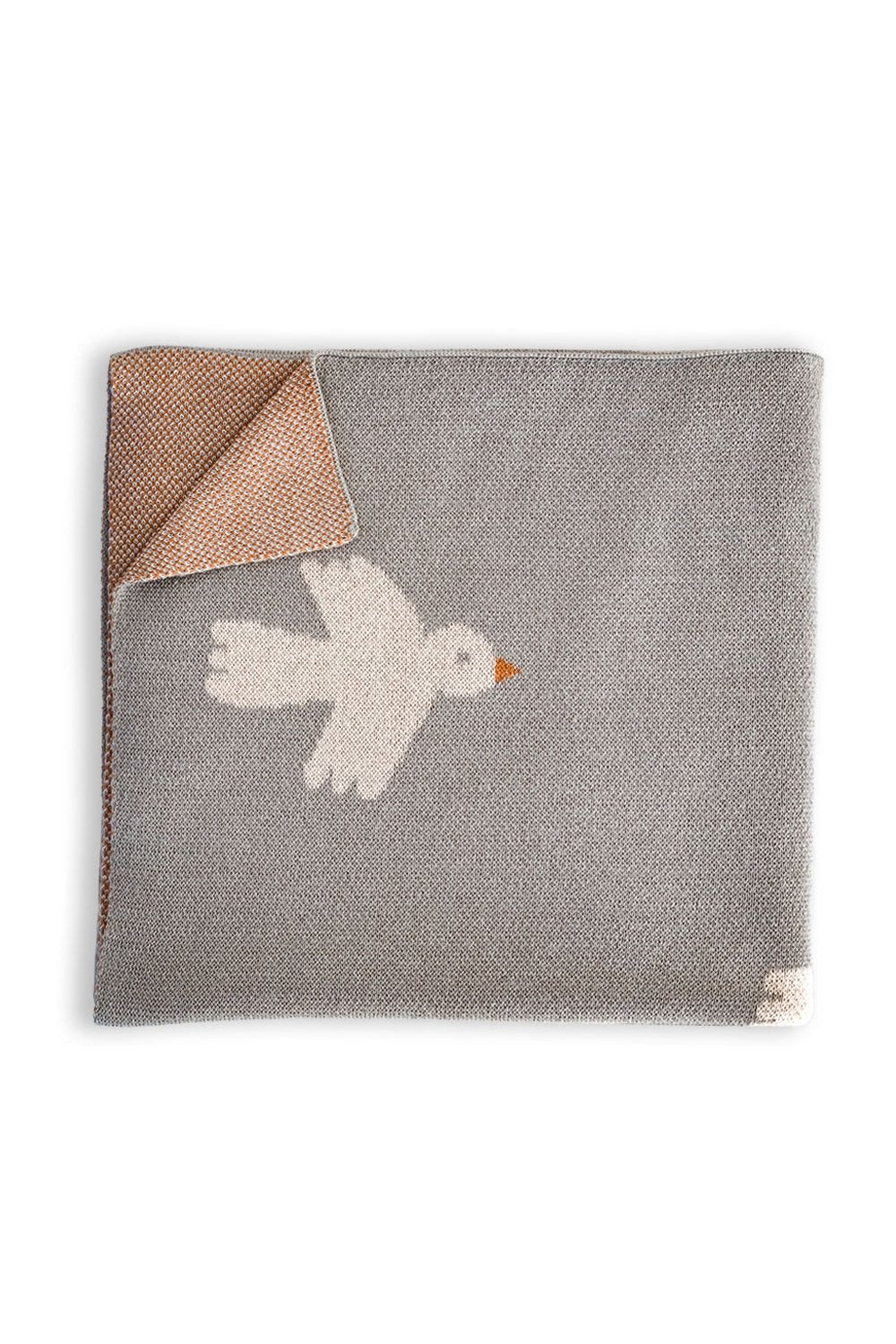 Organic Cotton Knitted Blanket / Little Birdie Olive - Mack & Harvie