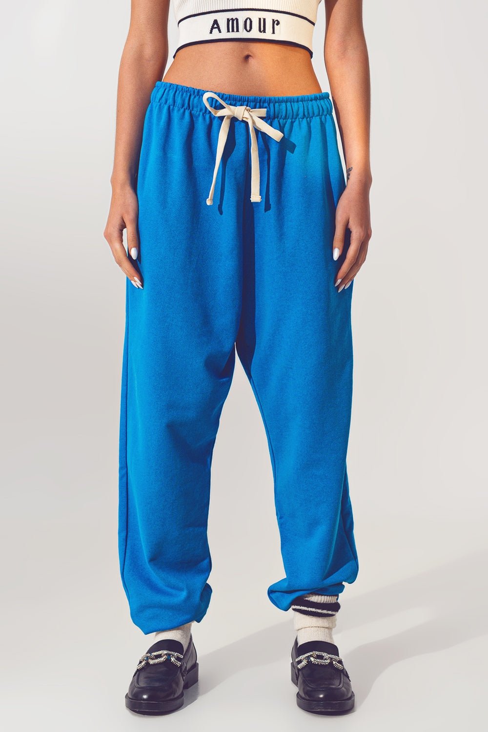 Oversized Jogger With Tie Waist in Blue - Mack & Harvie