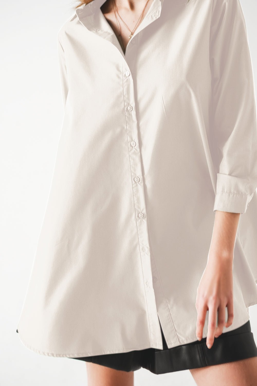 Oversized Poplin A-Line Shirt in White - Mack & Harvie