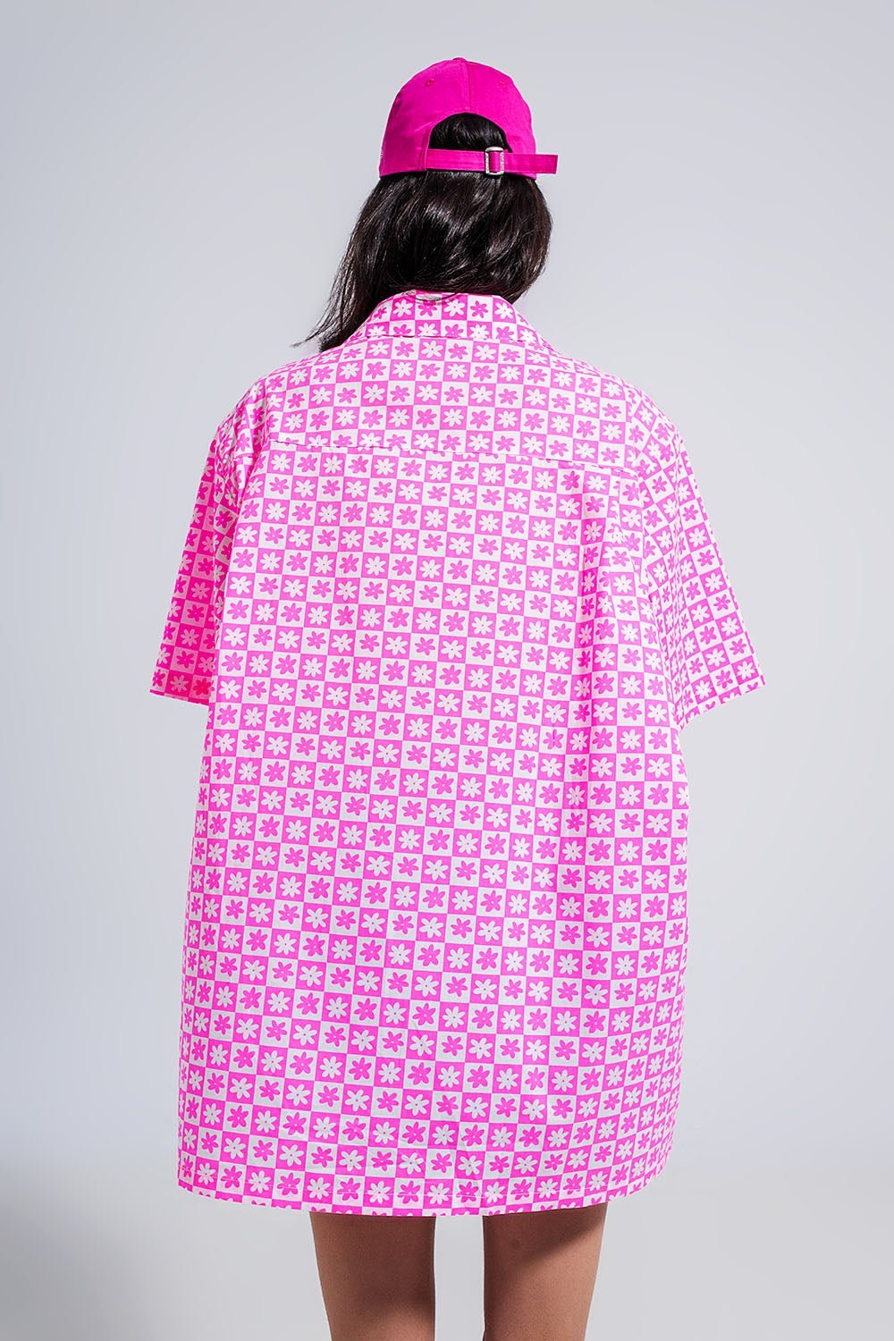 Oversized Short Sleeve Shirt in Bright Pink - Mack & Harvie