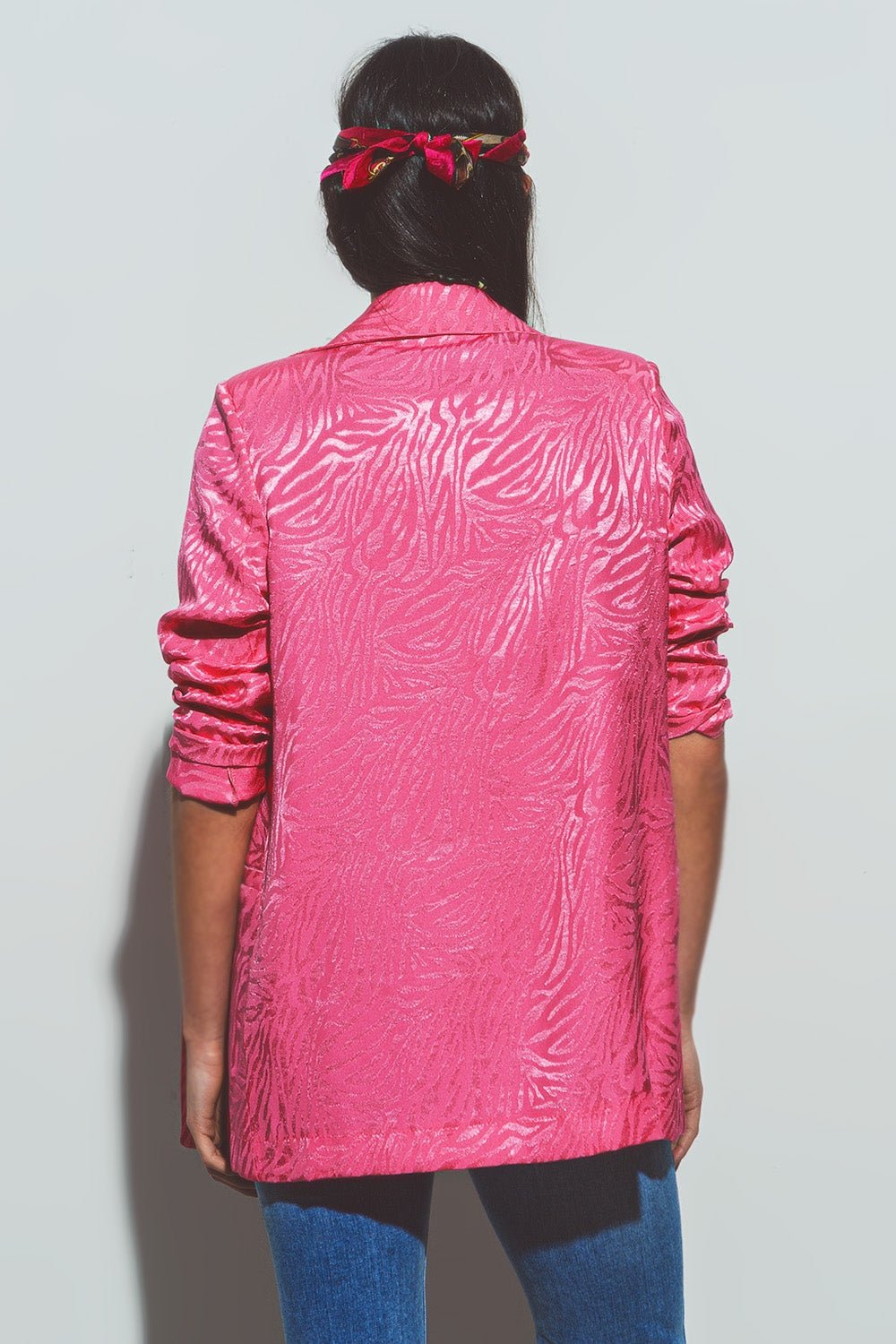 Oversized Zebra Print Blazer in Pink - Mack & Harvie