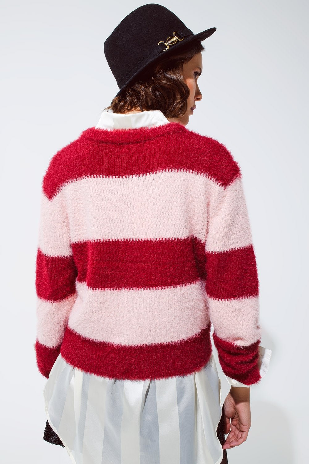 Pink Sweater With Stripes and a Crew Neck - Mack & Harvie
