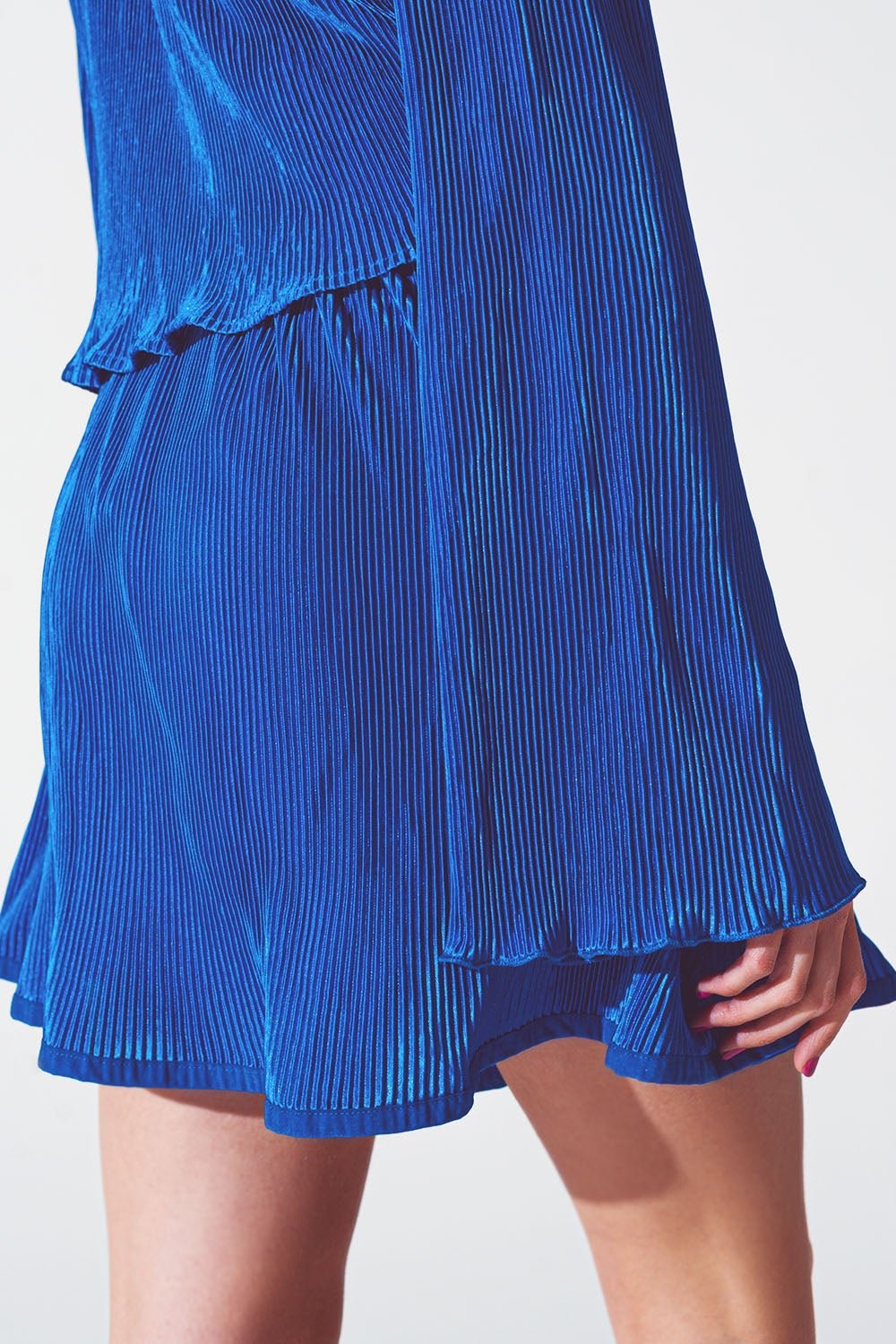 Pleated Short Skirt in Blue - Mack & Harvie