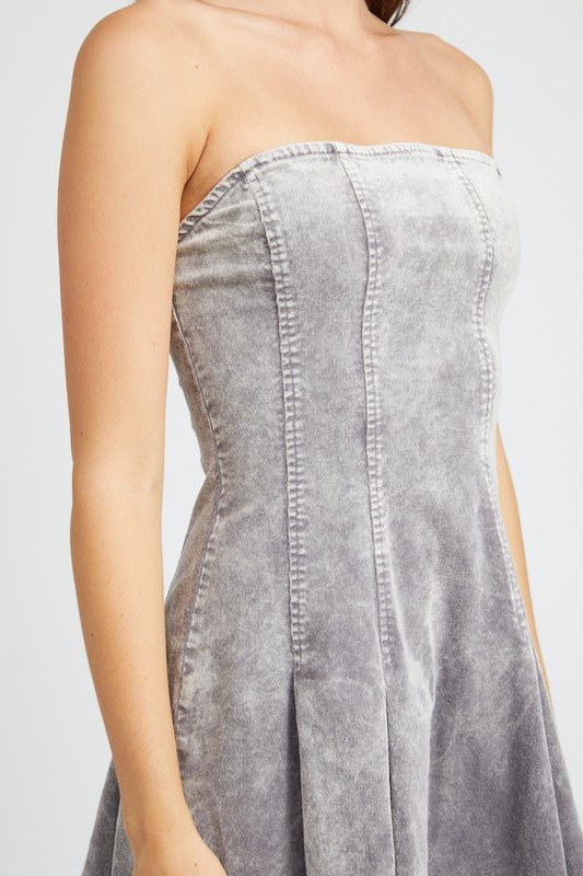 PLEATED STRAPLESS MINI DRESS - Mack & Harvie