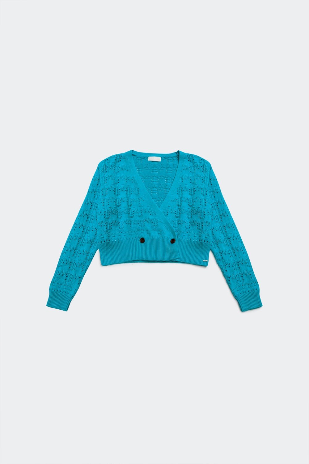 Pointelle Knitted Cardi in Blue - Mack & Harvie