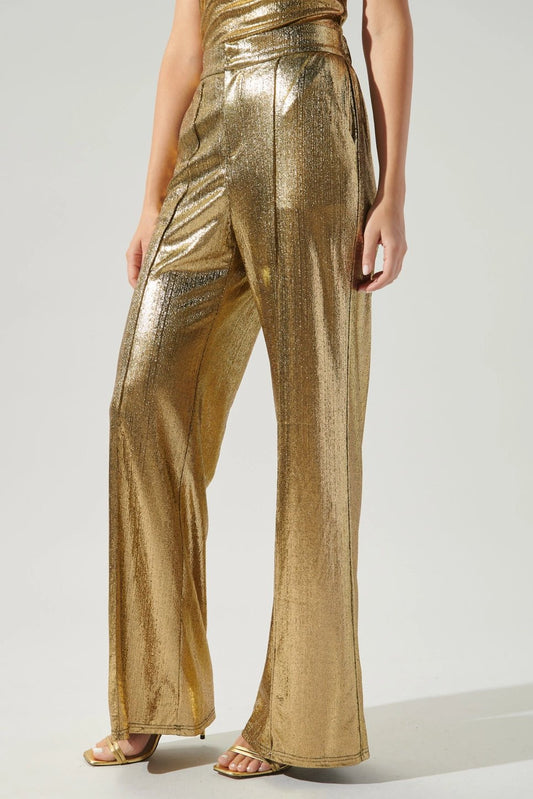 Primadonna Pintuck Wide Leg Liquid Gold Pants - Mack & Harvie