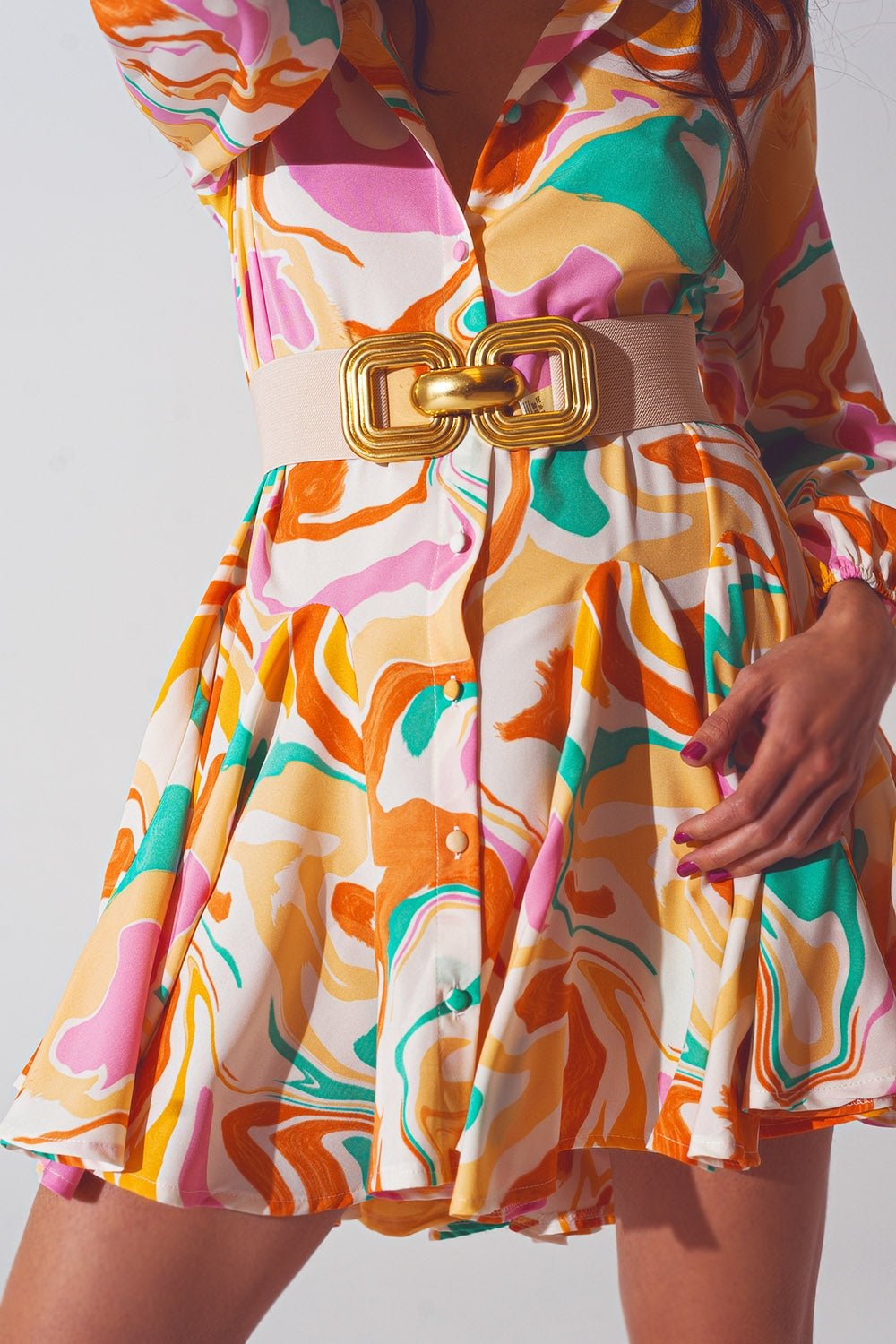 Psychedelic Printed Dress in Multicolor - Mack & Harvie