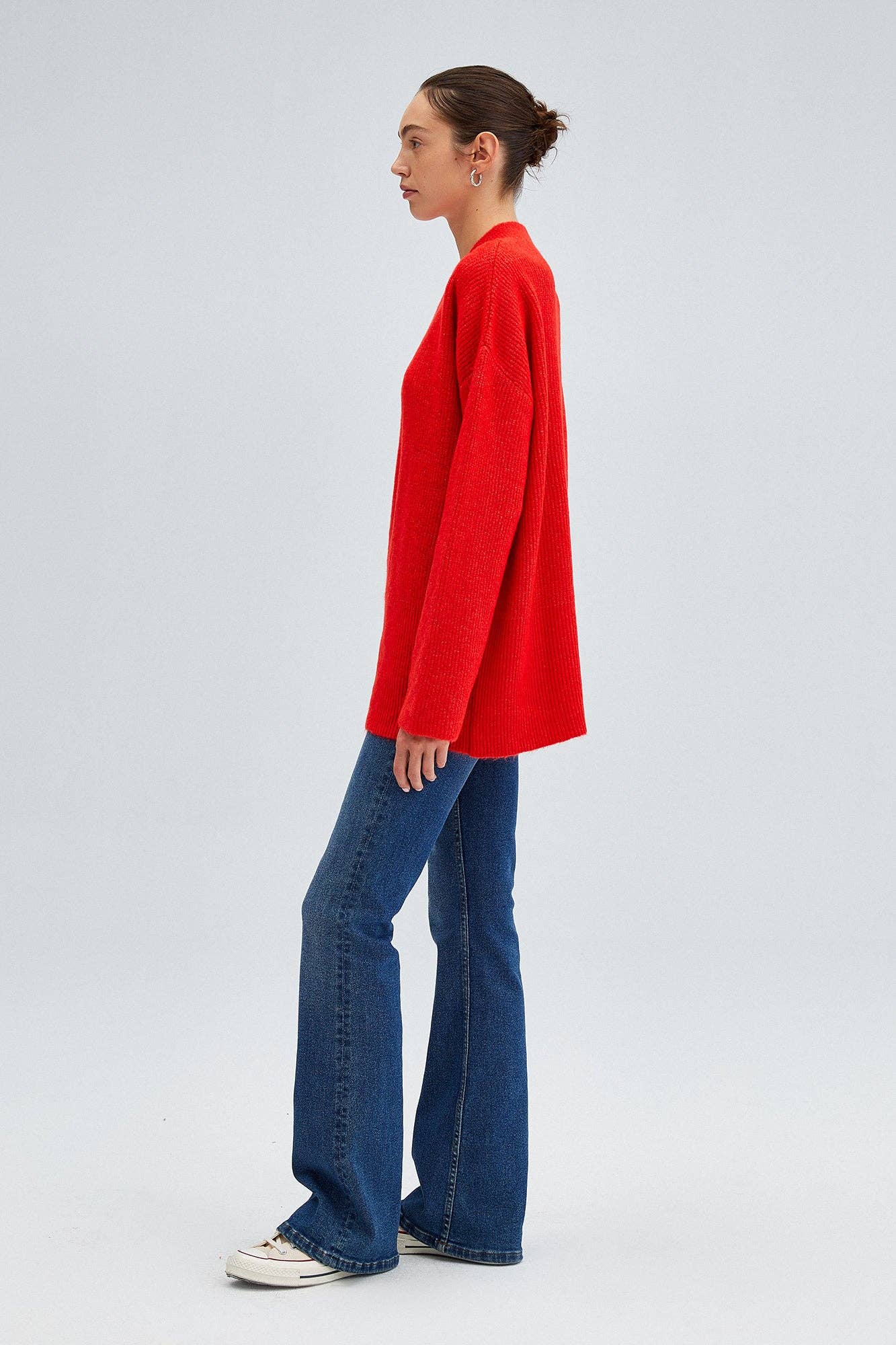 Red V Neck Knit Sweater - Mack & Harvie