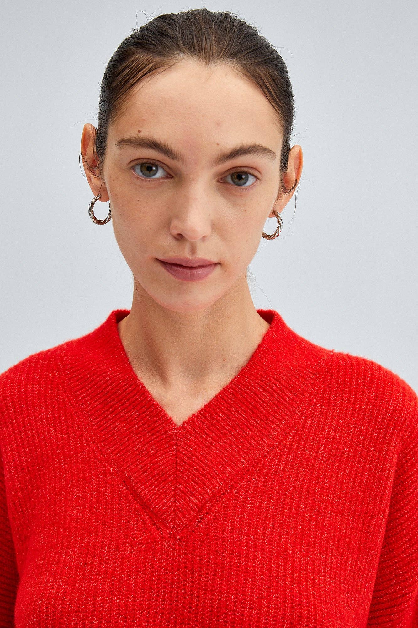 Red V Neck Knit Sweater - Mack & Harvie