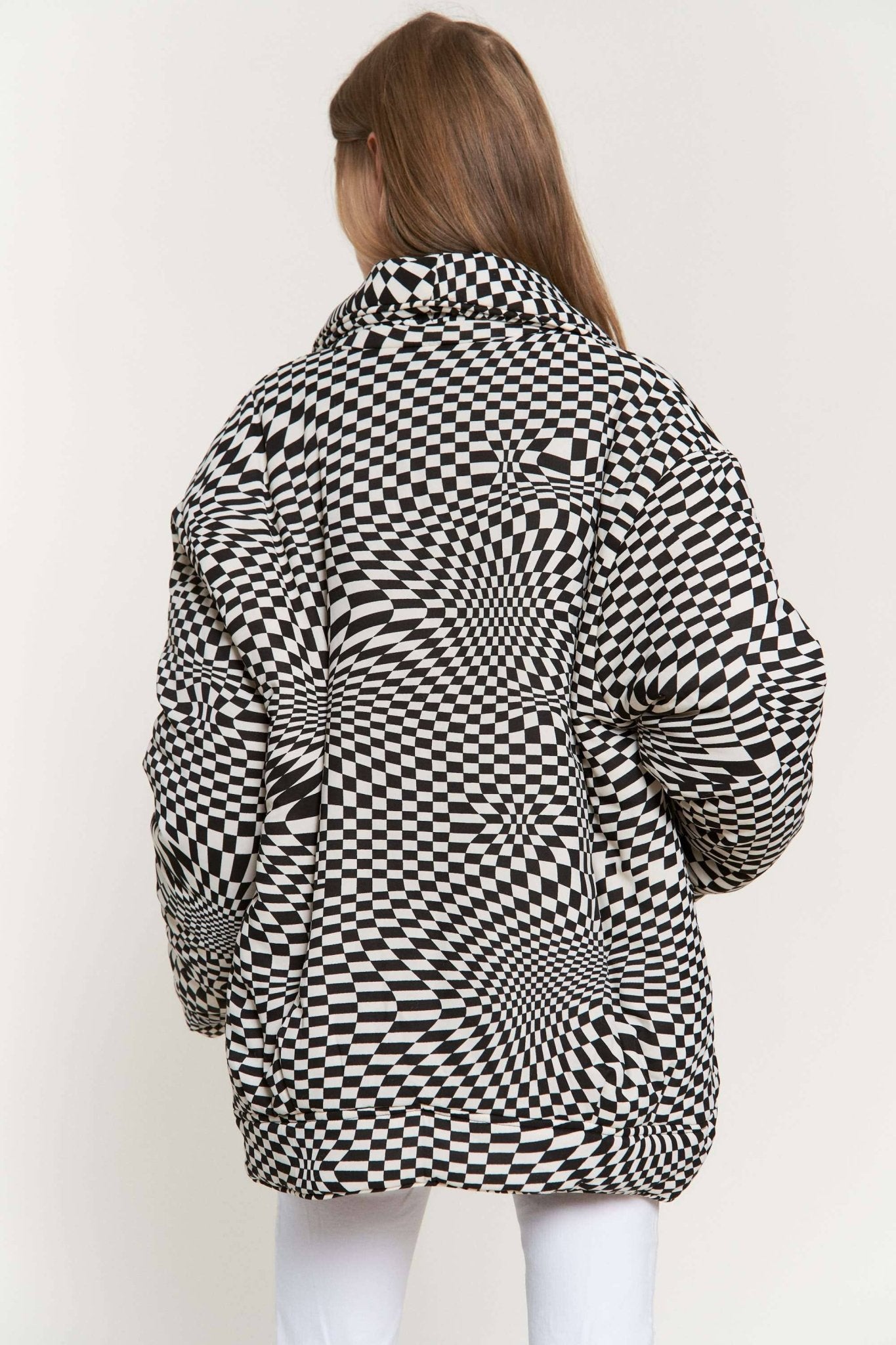 Retro Geo Print Padded Shawl Coat - Mack & Harvie