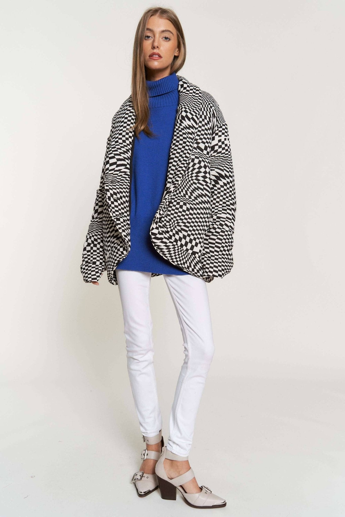 Retro Geo Print Padded Shawl Coat - Mack & Harvie