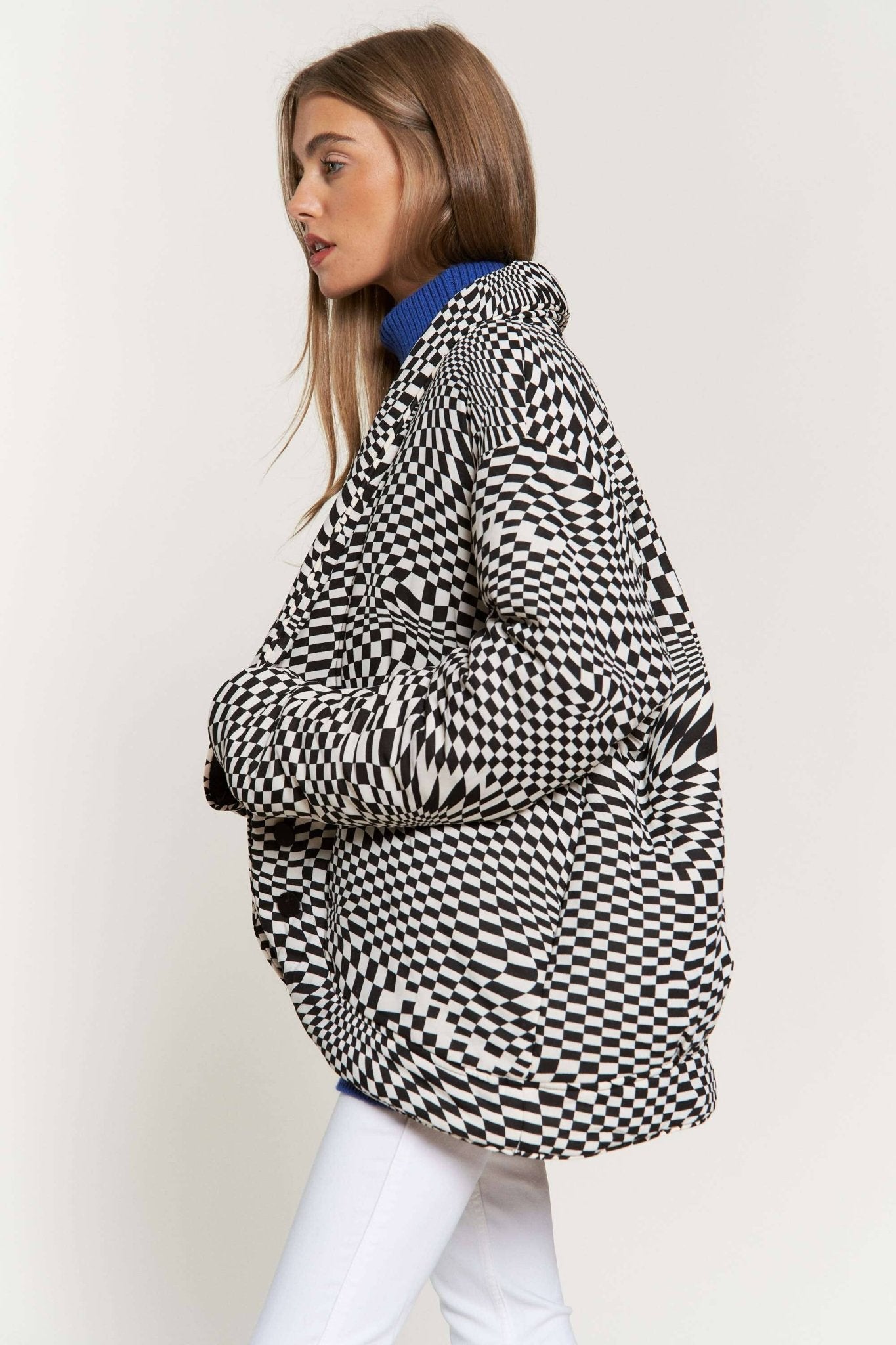 Retro Geo Print Padded Shawl Coat - Mack & Harvie