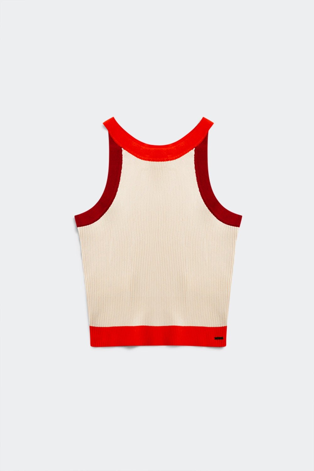 Ribbed Cropped Vest Top in Red - Mack & Harvie