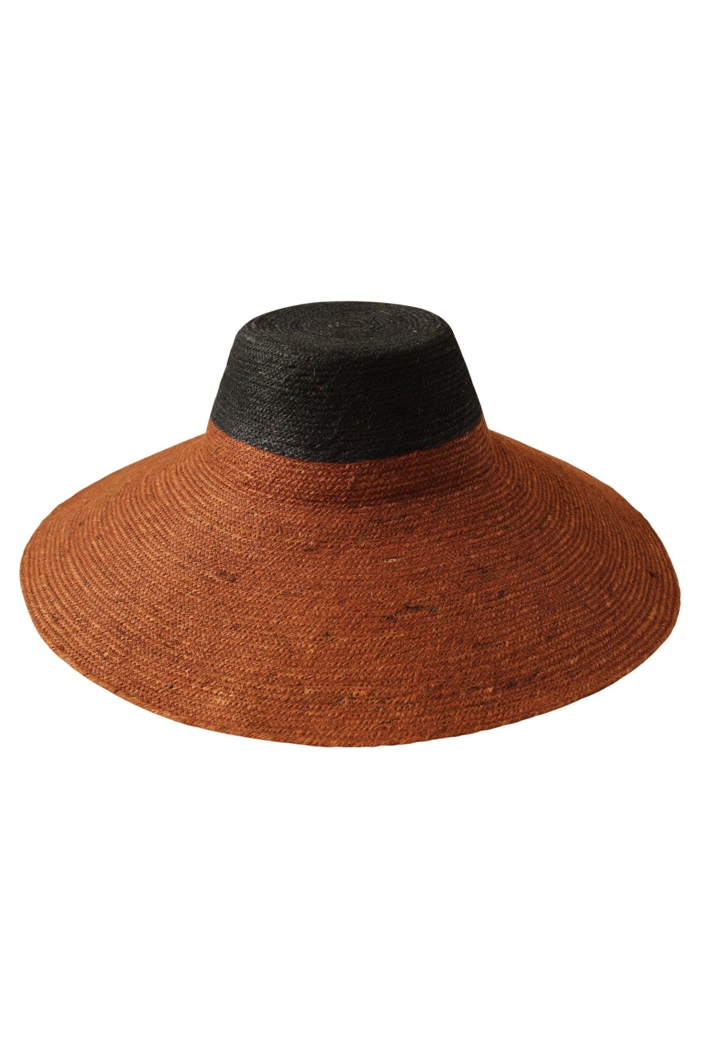 RIRI DUO Jute Straw Hat, in Burnt Sienna & Black - Mack & Harvie