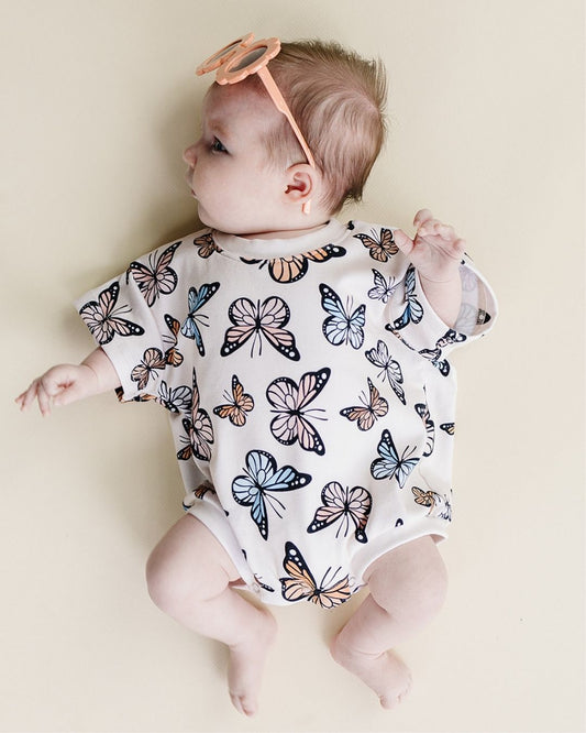 Short Sleeve Bubble Romper | Butterflies - Mack & Harvie