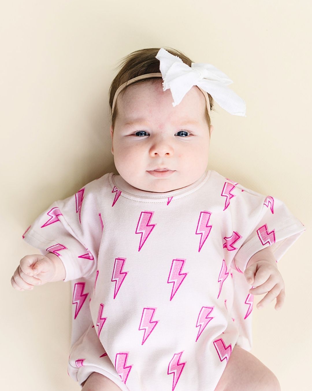 Short Sleeve Bubble Romper | Pink Bolts - Mack & Harvie